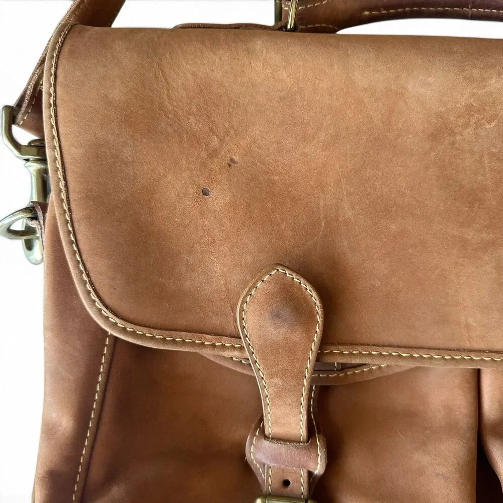 Vintage Mulholland Brothers Anglers Heritage Bag Leather Briefcase Tan Lariat